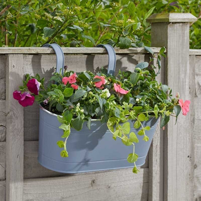 2X Smart Garden 30Cm 12 Inch Fence Balcony Hanging Pot Basket Slate Grey Planter from B&Q