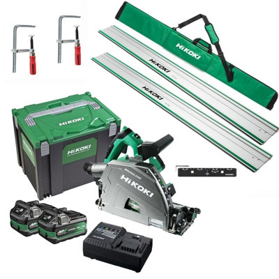 Hikoki Brushless Plunge 36V 165mm Cordless Track Saw X2 8Ah Case + Rail Kit from B&Q