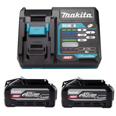 Makita X2 Bl4040 40V Max 4Ah Li-Ion Xgt Batterys + Dc40Ra 40V Fast Charger from B&Q