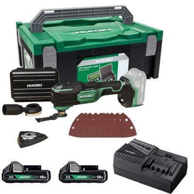 Hikoki Starlock Max Brushless 18V Multitool + Accessories X2 2Ah Battery Cv18Dma from B&Q