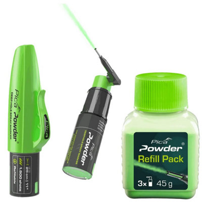 B&Q -  Powder Deep Hole Spray Marker Chalk Marking Refillable Tool + X1 Refill Tub