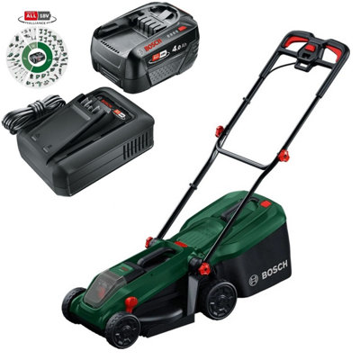 Bosch Rotak 18V-32 Cordless Lawnmower Lawn Mower 1 X 4.0Ah Battery Charger - Power For All 32Cm B&Q