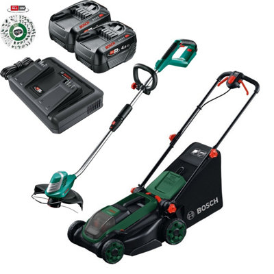 Bosch Rotak 18V2-38 Twin 18V 36V Cordless Lawnmower Mower 32Cm 2X 4Ah BatteryBosch Power For All from B&Q