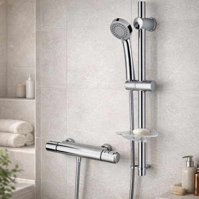 Triton Thermostatic Bar Mixer Shower Round Chrome Valve OnlyBottom Outlet 150mm Centres Tmv2 Wras from B&Q