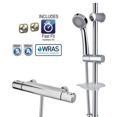 Triton Thermostatic Bar Mixer Shower Round Chrome Valve OnlyBottom Outlet 150mm Centres Tmv2 Wras from B&Q