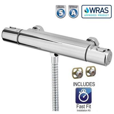 Triton Thermostatic Bar Mixer Shower Round Chrome Valve OnlyBottom Outlet 150mm Centres Tmv2 Wras from B&Q