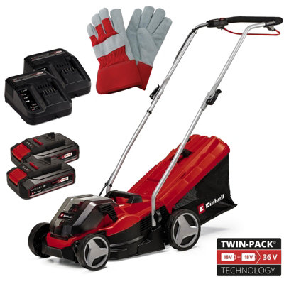 Einhell Cordless Twin 18V 36V Lawnmower 33Cm Cut Brushless Pxc 2X2.5 + Gloves from B&Q