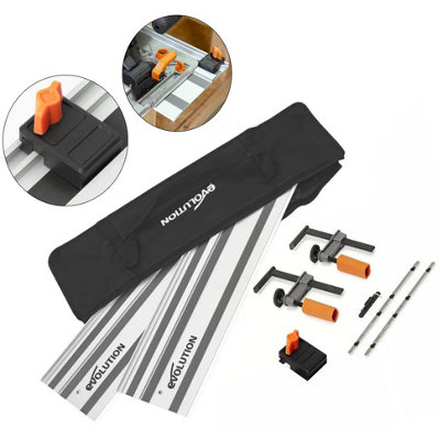 Evolution St1400-G2 Universal Saw Rail Track Set 1.4M + Clamps + Bag + End Stop from B&Q