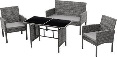 Evre 4 Seat Porto Garden Rattan Furniture Set 4 Piece Dining Outdoor Wicker Lounge Sofa Table GreyInc Weekend Delivery from B&Q