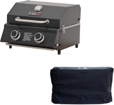 Cosmogrill Compact Black 2 Burner Gas Barbecue With CoverCamping Home Garden Outdoor Bbq Tabletop CookingInc Weekend Delivery from B&Q