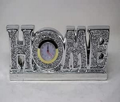 Deenz Silver Glass Sparkle Ornament Bling Crushed Diamond Crystal Jewel Home Letter With Clock from B&Q
