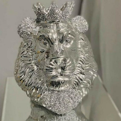 Deenz Crushed Diamond Crystal Jewel Sparkle Ornament Bling Gift Lion King Face With Crown from B&Q