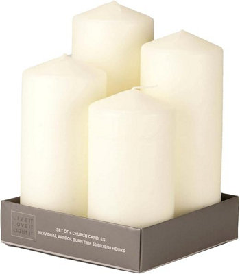 Deenz Set Of 4 Church Candles Decorative Mood-Enhancing Romantic Relax Unscented Candles Small Medium Large from B&Q