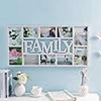 Deenz White Family Collage Photo Frame 10 Photos Modern Wall Decor 36X73Cm Plastic Family Text from B&Q