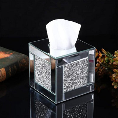 Deenz Cube Mirror Square Strip Border Tissue Box Cover Holder Napkin Holder Bathroom Organizer from B&Q