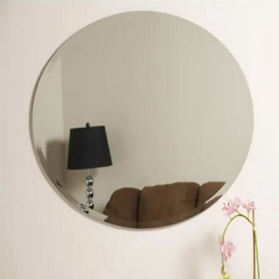 Deenz Frameless Round Wall Mounted Mirror Frameless Bathroom Living Room A Must Have Mirror Home Decor (70X70 Cm)