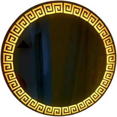 B&Q -  Round Zig Zag Bathroom Led Mirror Lights Illuminated Demister Pad Antifog Touch Home Decor Luxury 40X40 Cm