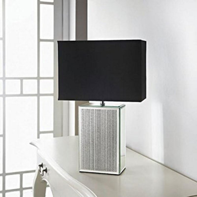 Deenz Square Glitter Mirror Table Lamp Modern Sparkle Home Decor Ideal For Living Rooms And Bedrooms ( Black ) from B&Q