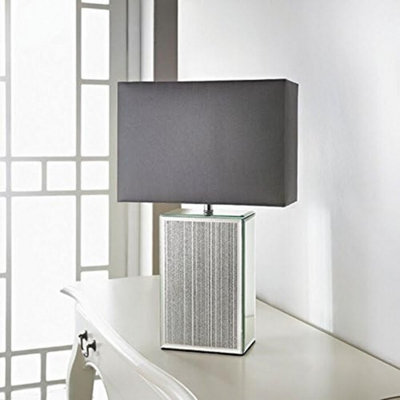 Deenz Square Glitter Mirror Table Lamp Modern Sparkle Home Decor Ideal For Living Rooms And Bedrooms ( Grey ) from B&Q