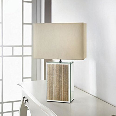 Deenz Square Glitter Mirror Table Lamp Modern Sparkle Home Decor Ideal For Living Rooms And Bedrooms (Gold) from B&Q