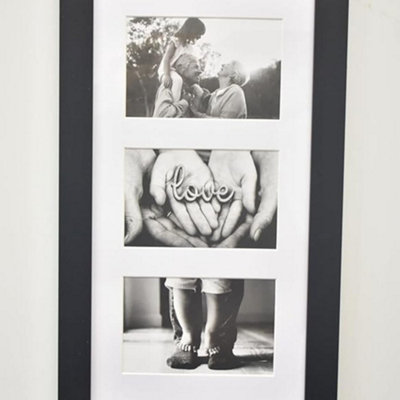 Deenz 3-Aperture Multi Picture Wall FrameFamily Rules Collage Frame26X43Cm (Black)