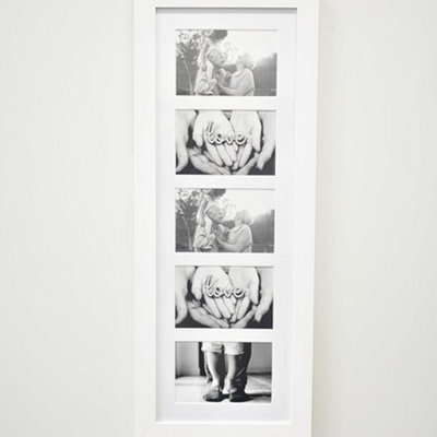 Deenz 5 Multi-Aperture Frame Photos Multi Picture Wall Frame Family Rules Collage Frame Photo Frame 26X65Cm (White) from B&Q