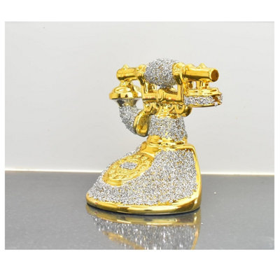 DEENZ Gold Crushed Diamond Stunning Telephone Sparkle Ornament from B&Q