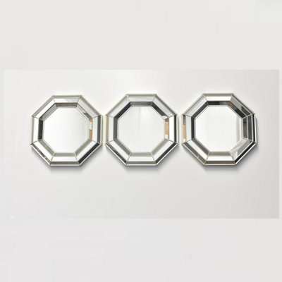 DEENZ Set Of 3 Champagne Art Decor Octagon Wall Mounted Mirror Home Décor 25Cm from B&Q