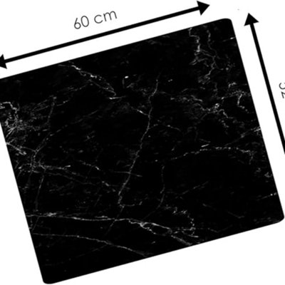 B&Q -  60X52Cm Black Marbel Effcts Universal Hob Cover Plate Tempered Glass Worktop Saver 5mm (Hob Cover)