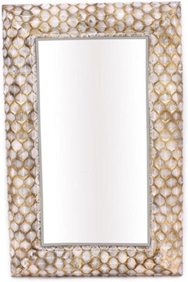 B&Q -  100X65Cm Honeycomb Metal Wall Mirror Gold Bedrooms Living Room Hallway Wall Mirror Art Décor