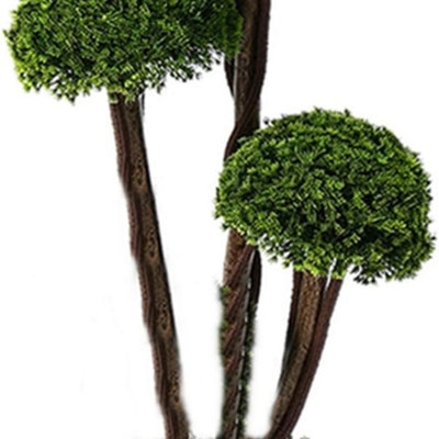Deenz Artificial Plant Cedar Ball Topiary Tree With Pot Faux Round Shrub Bush Decoration Greenery 90Cm (3 Leaf Flower 011) from B&Q