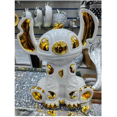DEENZ White Gold Crushed Diamond Stitch Ceramic Sparkly Shelf Sitter Ornament from B&Q