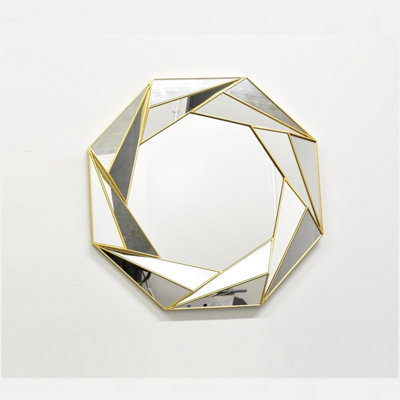 DEENZ Gold Octagonal Wall Mirror 66Cm Wall Hanging Ornament Home Décor from B&Q