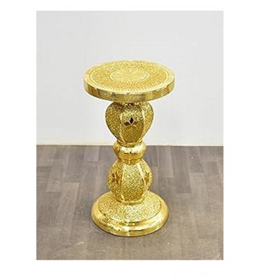 B&Q -  Gold Side Table Crushed Diamond Glitter Mirrored End Table F060