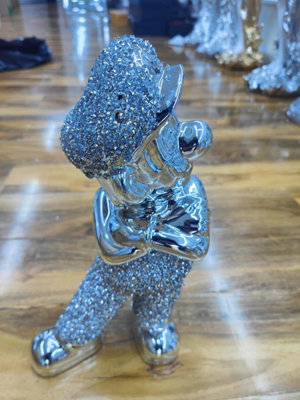 DEENZ Crushed Diamond Luigi Silver Shelf Sitter Unique Ornament from B&Q