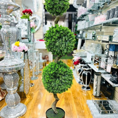 Deenz Artificial Plant Cedar Ball Topiary Tree With Pot Faux Round Shrub Bush Decoration Greenery Decorative (Plant 5527 140Cm) from B&Q