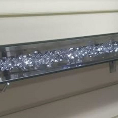 B&Q -  Mirrored Crushed Diamond Floating Wall Mounted Shelf Glitz Sparkle 60Cm Home Decorative Living Room