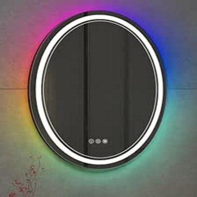 Deenz 70X50 Cm Dual Led Oval Lighted Bathroom Wall Mirror Multi Colors Light Touch Switch With Fog Pad Illuminated Backlit from B&Q