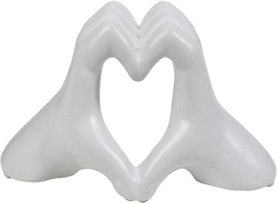 B&Q -  Heart Hands Ornament White Love Statue Sculpture Desktop Ornaments Heart Hands Ornament Love Finger Statue