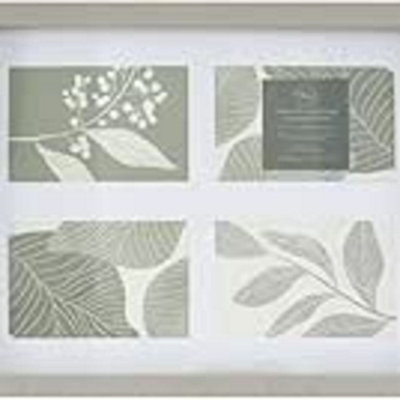 Deenz 4 Multi Photo Frame Mirrored Grey Collage Frame Grey Aperture Collage Picture Frame 6X4 Wood Look 3D Wall Display Decor