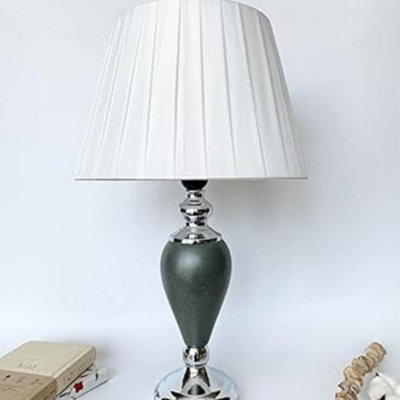 B&Q -  Contemporary Table Lamp Chic Styles White Fabric Shade Metal Base Dark Gray Ceramic 50 Cm Tall (Decanter Vase T062)