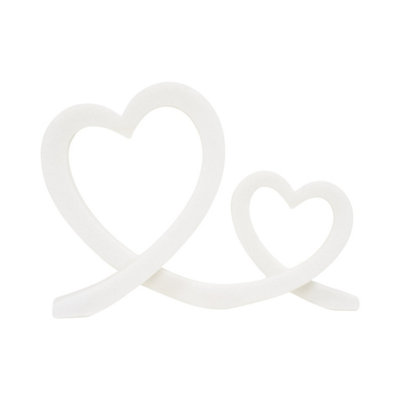 Deenz Double Intertwined Heart Ornament Polyresin & Stone Powder Graceful Decorative Accent Neutral Elegant Sculpture 28X21X7 Cm from B&Q