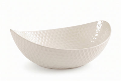 Deenz Oval Shape White Ceramic Fruit Bowl Matt Finish Dining Table Home Déco Storage Display Kitchen Organiser Gift 29.5X24X11.5Cm from B&Q