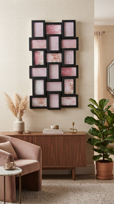 B&Q -  Black 18 Multi-Opening New Design 2 Border Lining 6X4'' Photo Frame Collage Wall Plastic Home Décor Picture Display 102X53Cm