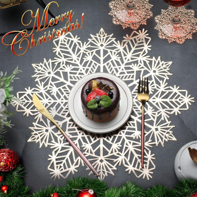 6Pc Snowflake Placemats & Coaster SetGold from B&Q