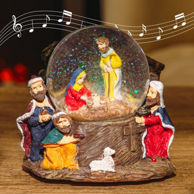 Christmas Nativity Scene Snow Globe Decoration from B&Q