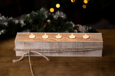 Wooden Tealight Candle Holder5 Tealights from B&Q