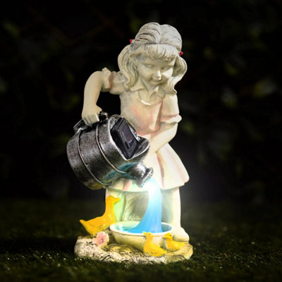 Marco Paul Solar Led Girl With Watering Can Garden Ornament from B&Q