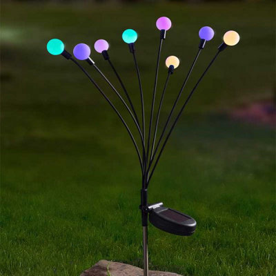 Marco Paul Multi-Coloured 8-Stem Solar Stake Light from B&Q