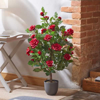 Marco Paul 80Cm Artificial Rose Plant Red In Pot from B&Q